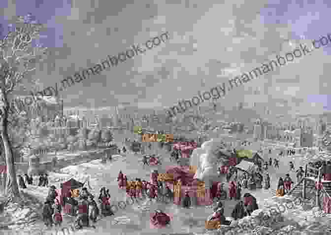 A Painting Depicting A Bustling Frost Fair On The Frozen River Thames Frost Fair Carol Ann Duffy