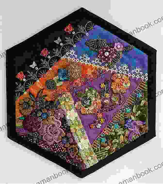 A Vibrant Crazy Quilt Adorned With Shimmering Beads And Sequins, Creating A Dazzling Effect Stunning Stitches For Crazy Quilts: 480 Embroidered Seam Designs 36 Stitch Template Designs For Perfect Placement