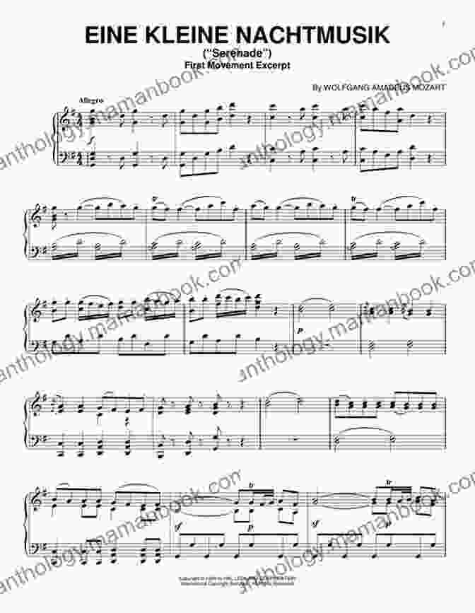 Musical Score Of Eine Kleine Nachtmusik, Allegro KV 525 Eine Kleine Nachtmusik Mozart For Piano Solo Allegro KV 525: Teach Yourself How To Play Popular Classical Song For Adults Kids Teachers INTERMEDIATE BIG Notes Sheet Music Easy TUTORIAL
